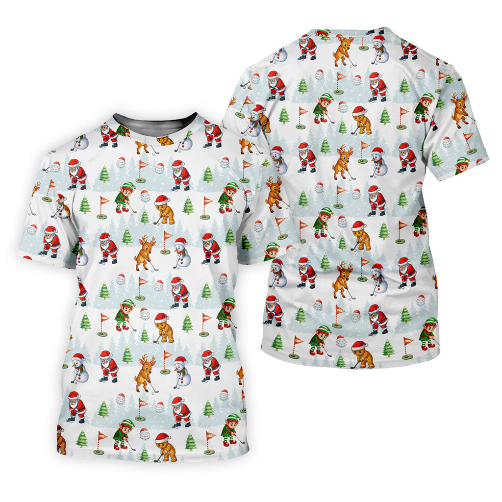 Classic Christmas Characters Golf Tops For Men, Cute Golf Outfit, Fun Golf Shirts For Men, Christmas Golf Shirt