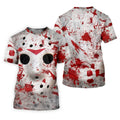 Creepy Mask Face Golf Tops For Men, Horror Character Cosplay Polo Shirts For Men, Halloween Golf Shirt