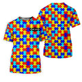 Autism Awareness Colorful Puzzle Pattern Golf Tops For Men, Polo ShirtFor Men, Golf Shirts For Men