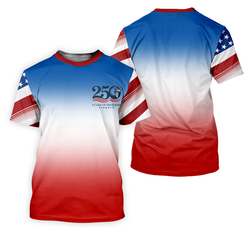 250 Years Of Freedom Eagle America Flag Golf Tops For Men, 250th Anniversary Golf Shirts For Men