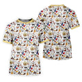 Texas Symbols Western Theme Doodle Style Golf Tops For Men, Polo Shirts For Men, Golf Shirts For Men