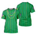 Mardi Gras Beads Necklaces Print Green Golf Shirt, Golf Tops For Men, Polo Shirts For Men, Golf Shirts For Men