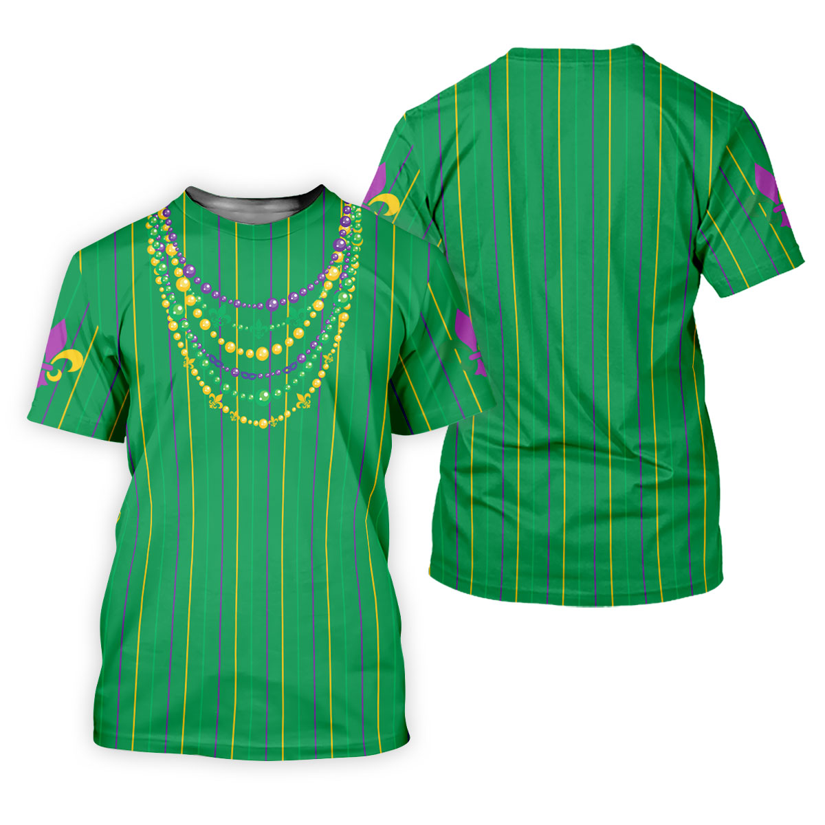 Mardi Gras Beads Necklaces Print Green Golf Shirt, Golf Tops For Men, Polo Shirts For Men, Golf Shirts For Men