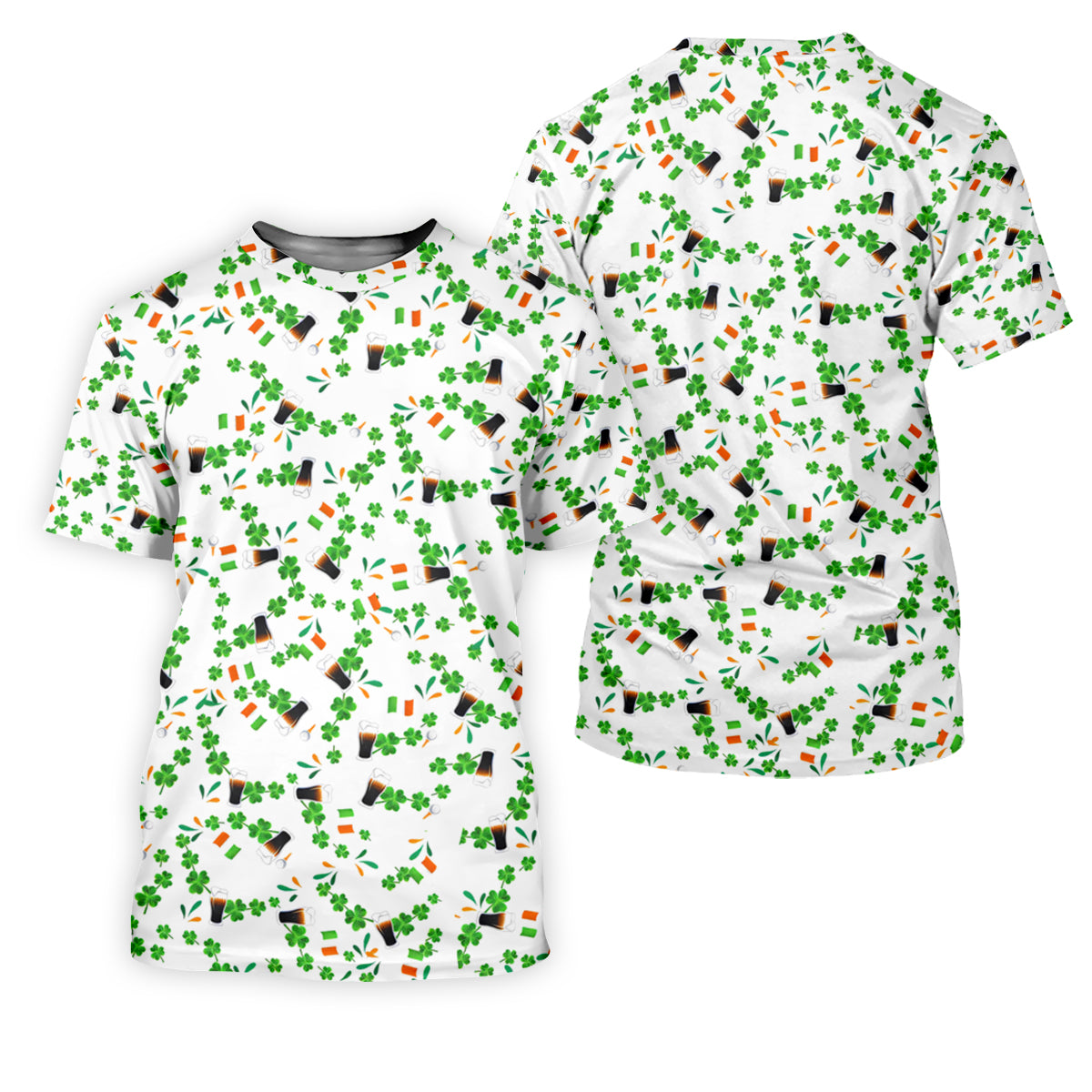Dark Stout Beer St Patrick's Day Shamrocks White Golf Shirt, Polo Shirts For Men, Golf Shirts For Men