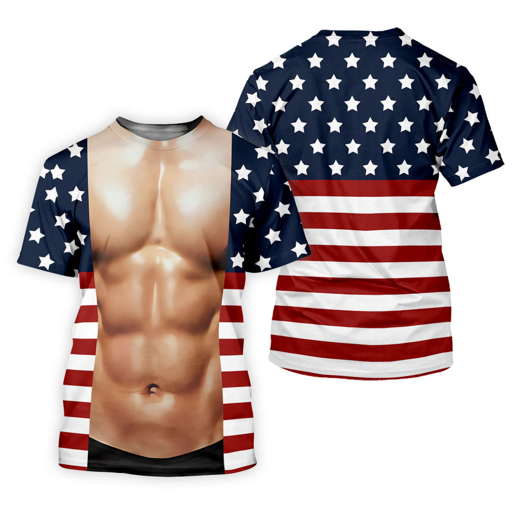 American Flag Pattern Men's Funny Golf Shirts, 250th Anniversary Performance Golf Shirt, Polo Shirts For Men