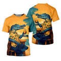 Funny Crocodile Tropical Theme Hawaiian Golf Shirt, Polo Shirts For Men, Golfing Apparel
