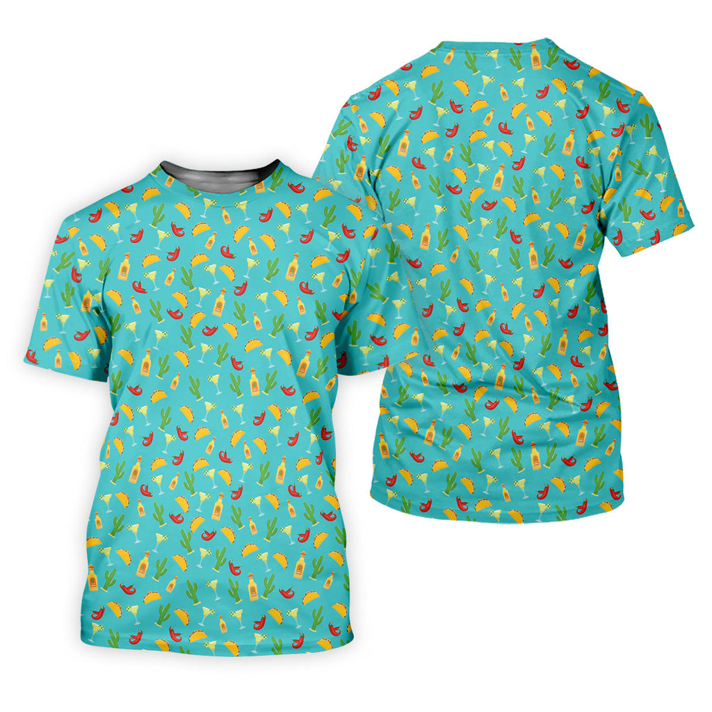Tropical Vibe Hawaiian Pattern Turquoise Golf Shirt, Golf Tops For Men, Golf Gift For Men