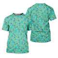 Tropical Vibe Hawaiian Pattern Turquoise Golf Shirt, Golf Tops For Men, Golf Gift For Men