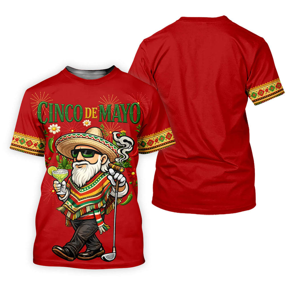 Margarita Man Cinco De Mayo Celebration Red Golf Shirt, Fiesta Theme Golf Shirts For Men