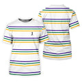 Mardi Gras Purple Green Gold Stripe Pattern Golf Tops For Men, Men's White Polo, Golf Shirts For Men
