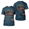 Patriotic American Flag 250th Anniversary Blue Denim Color Ripped Effect Golf Shirts For Men, Polo Shirts For Men