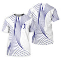 Geometric Line Wavy Line Purple And White Golf Shirts For Men, Men's Golf Shirt, Polo Shirts For Men