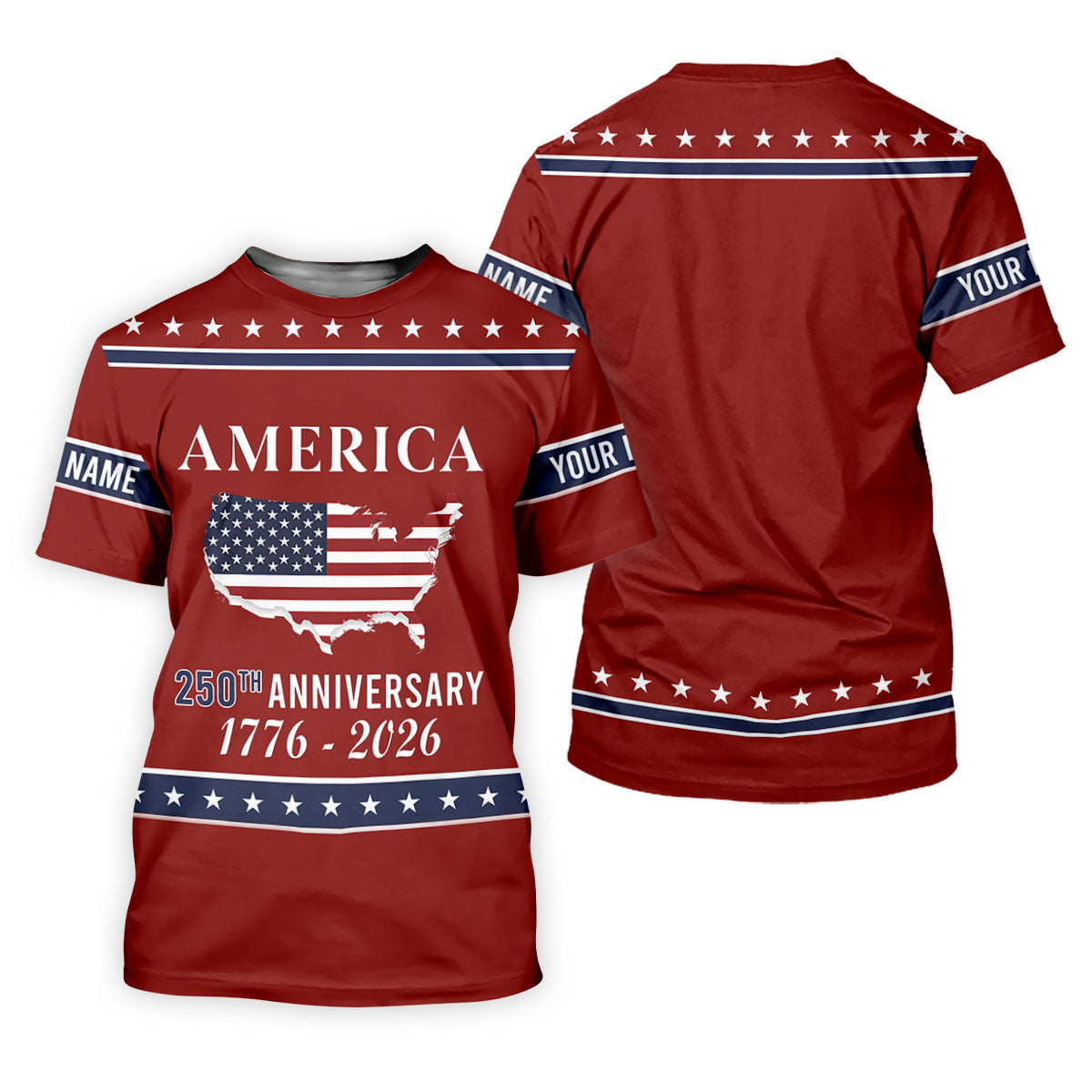 America 250th Anniversary 1776-2926 Red Golf Shirt, 4th Of July Patriotic Golf Shirts For Men