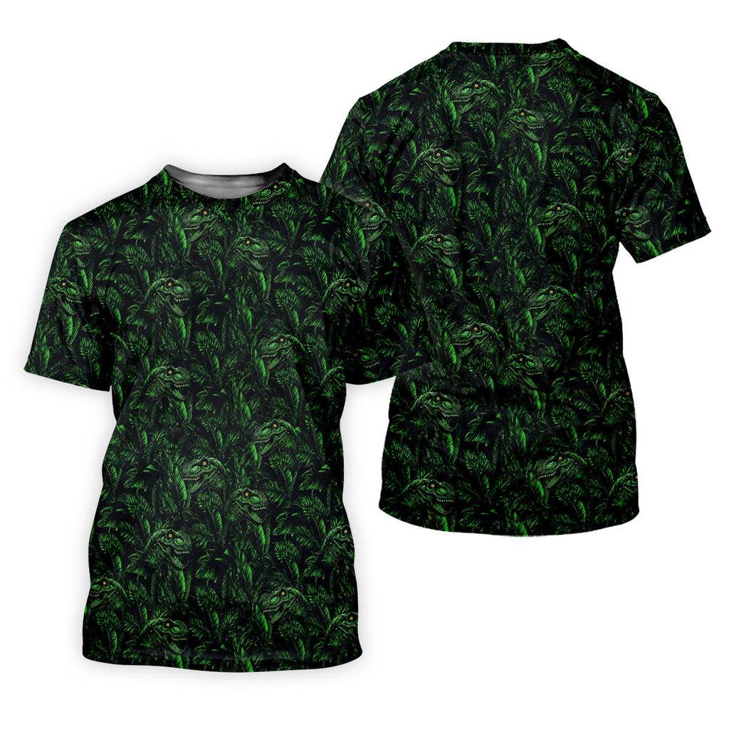 Dinosaurs In The Forest Deep Forest Green Hawaiian Golf Shirt, Polo Shirts For Men