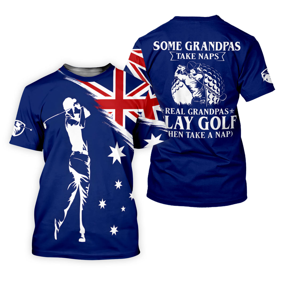 Real Grandpas Play Golf Then Take A Nap Australia Flag Print Men's Funny Golf Shirts, Polo Shirts For Men