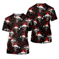 Vintage Skull And Roses Christmas Golf Shirt, Cool Golf Outfit, Polo Shirts For Men, Golf Shirts For Men