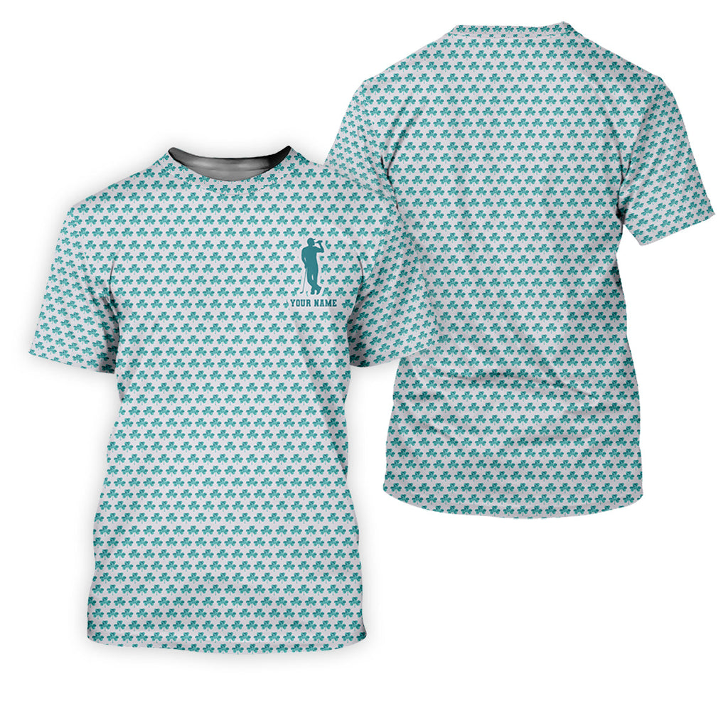 St Patrick's Day Shamrock Golf And Beer Blue And White Golf Shirt, Polo ShirtFor Men, Golf Shirts For Men