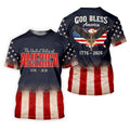 God Bless America Faith Cross Bald Eagle Patriotic Golf Shirt, 250 Years Golf Shirts For Men