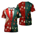 Red And Green Xmas Vintage Prints Men's Golf Polo Shirts, Christmas Golf Shirt, Golf Gift For Men