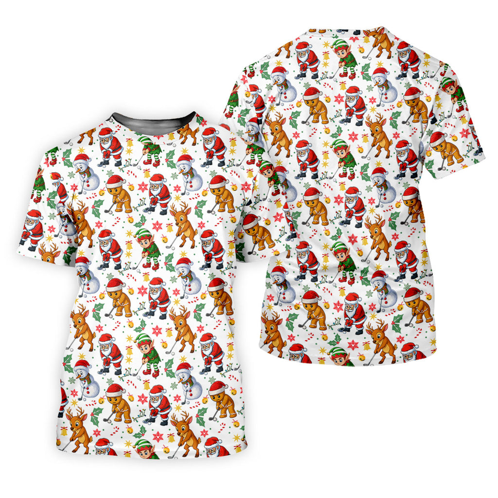 Funny Christmas Characters Golf Tops For Men, Cute Golf Outfit, Fun Golf Shirts For Men, Christmas Golf Shirt