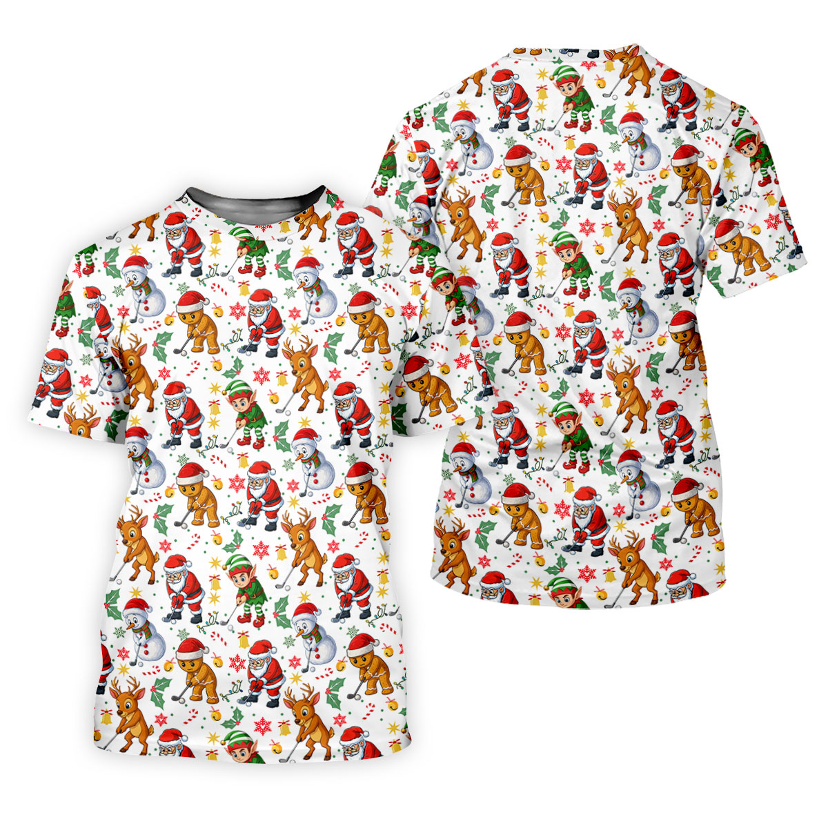 Funny Christmas Characters Golf Tops For Men, Cute Golf Outfit, Fun Golf Shirts For Men, Christmas Golf Shirt