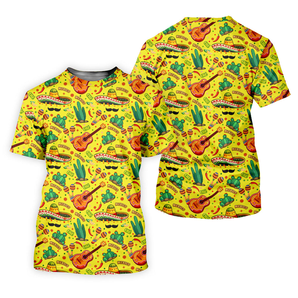 Olé Mexico Mexican Instruments Golf Tops For Men, Cinco De Mayo Celebration Golf Shirts For Men