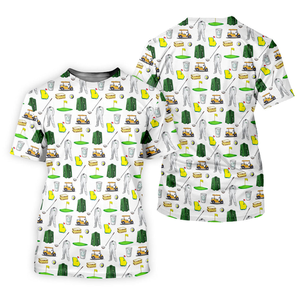 Golf Tournament Augusta Golf Seamless Pattern Performance Golf Shirt, Golf Tops For Men, Golf Shirts For Men