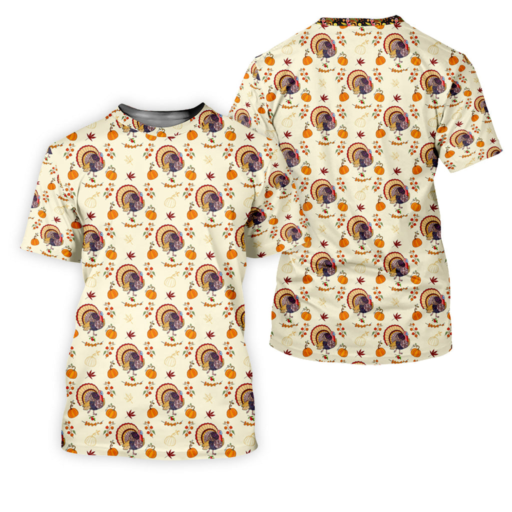 Turkey Pumpkin Thanksgiving Holiday Beige Golf Tops For Men, Polo Shirts For Men, Golf Gift For Men, Golfing Apparel