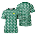 Floral Silhouette Green And White Golf Tops For Men, Golf Shirts For Men, Polo Shirts For Men
