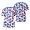 Funny Bigfoot Golf Pose 4th Of July Tropical Vibe Golf Shirts For Men, 250th Anniversary Patriotic Golf Shirt