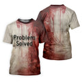 Bloody Problem Solved Men's Golf Shirts, Halloween Golf Shirt, Halloween Theme Shirts, Fun Golf Shirts For Mens