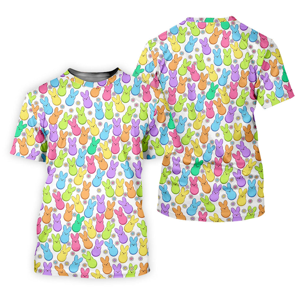 Pastel Easter Peeps Daisy Pattern Golf Shirts For Men, Cute Golf Outfit, Polo Shirts For Men