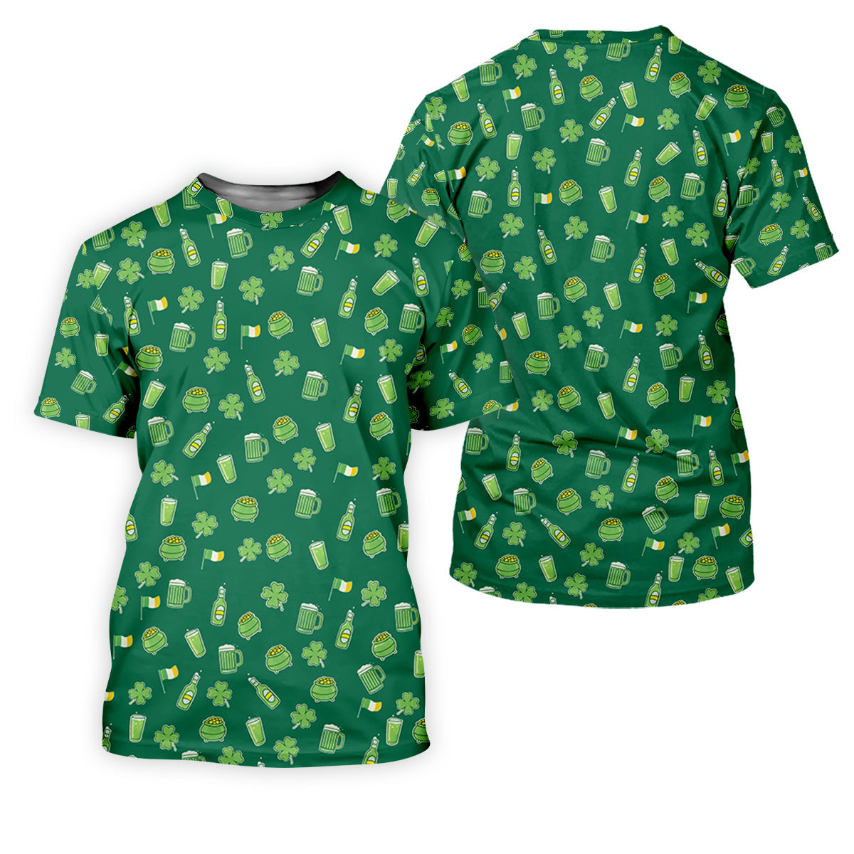 St Patrick's Day Beer Four Leaf Clovers Gold Pots Green Golf Shirt, Polo Shirts For Men, Golf Shirts For Men