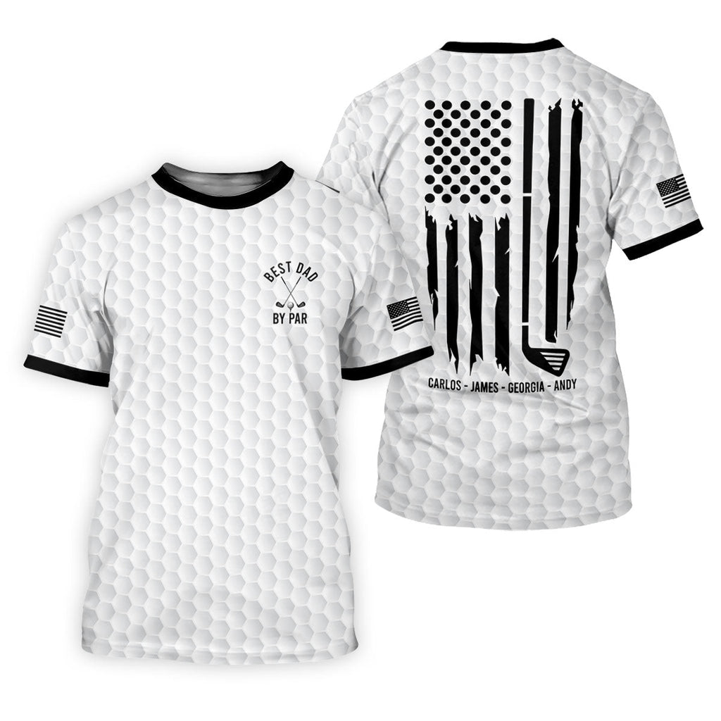 Best Dad By Par US Flag Pattern Father's Day Golf Shirt, Golf Gift For Dad, Polo Shirts For Men