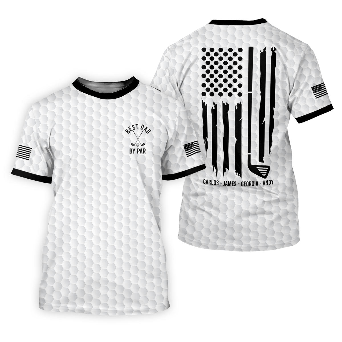 Best Dad By Par US Flag Pattern Father's Day Golf Shirt, Golf Gift For Dad, Polo Shirts For Men