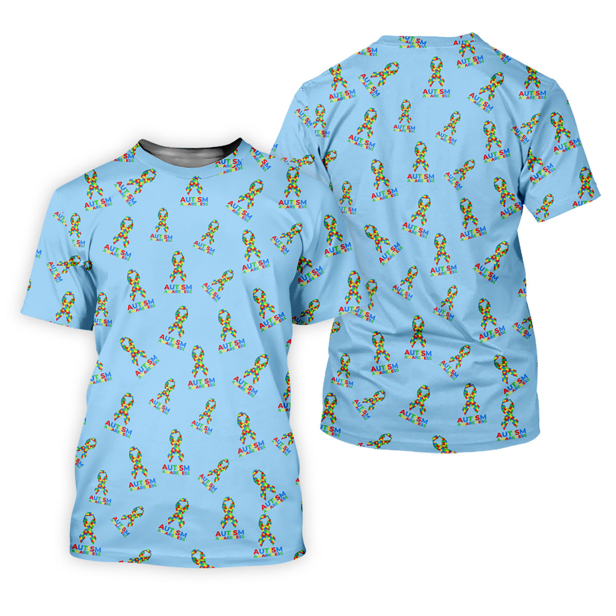 Autism Awareness Colors Autism Ribbon Blue Golf Shirt, Golf Tops For Men, Golf Shirts For Men