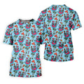 Skeleton Flamingo Summer Vibe Retro Golf Shirt, Men's Funny Golf Shirts, Polo Shirts For Men, Golf Shirts For Men
