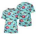 Floral Pattern Army Theme Hawaiian Golf Shirt, Men's Golf Polo Shirts, Golf Shirts For Men