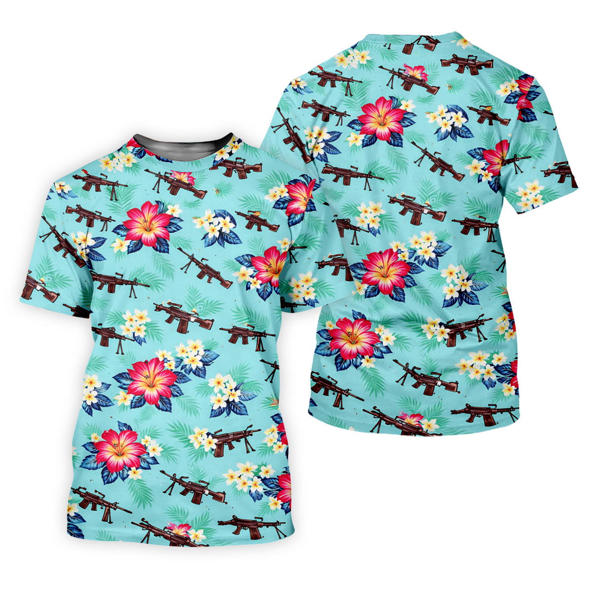Floral Pattern Army Theme Hawaiian Golf Shirt, Men's Golf Polo Shirts, Golf Shirts For Men
