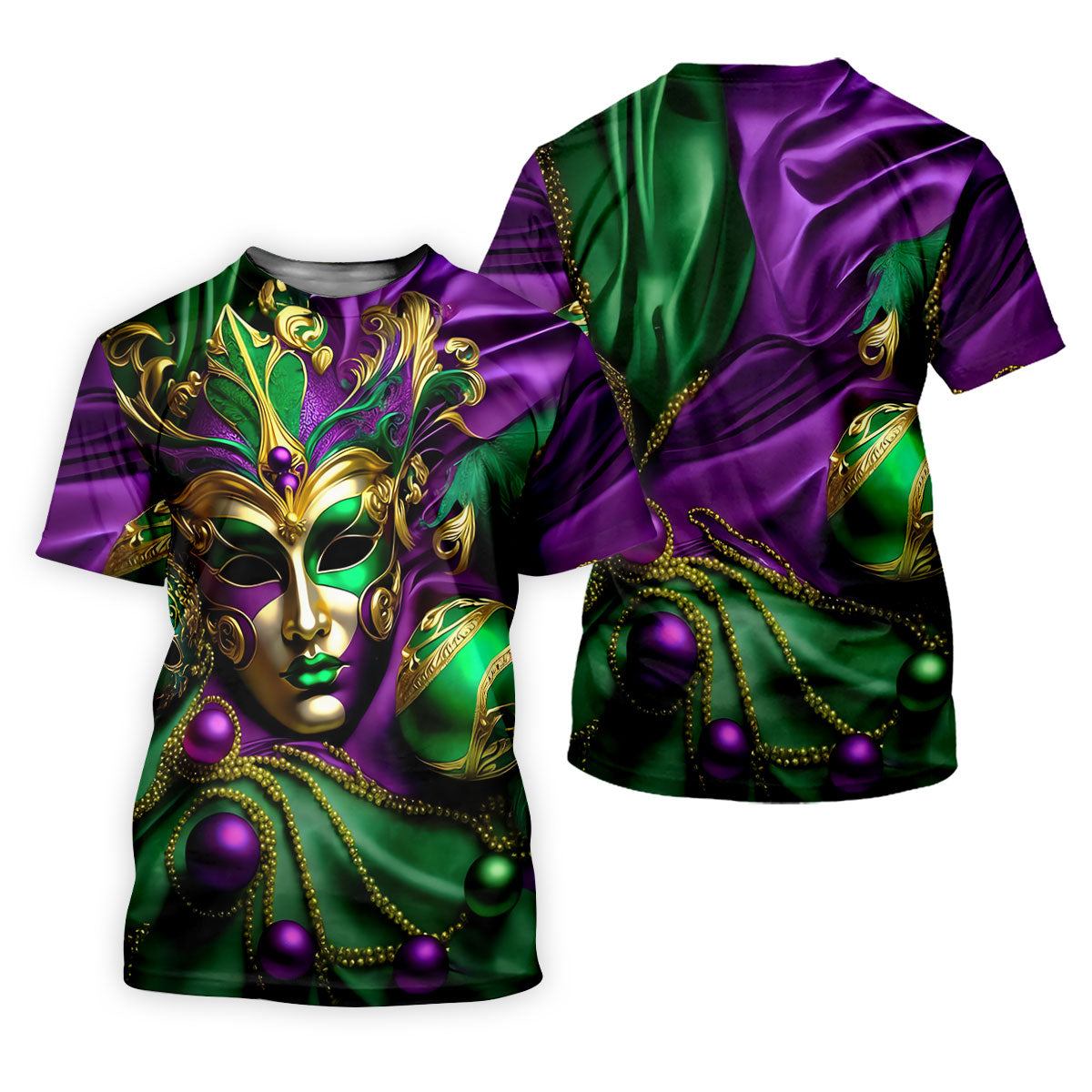 Mardi Gras Face Mask Purple Green Gold Polo Shirts For Men, Golf Shirts For Men, Polo For Men