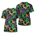Purple Green Gold Feather Beads Mardi Gras Golf Shirt, Polo Shirts For Men, Golf Shirts For Men
