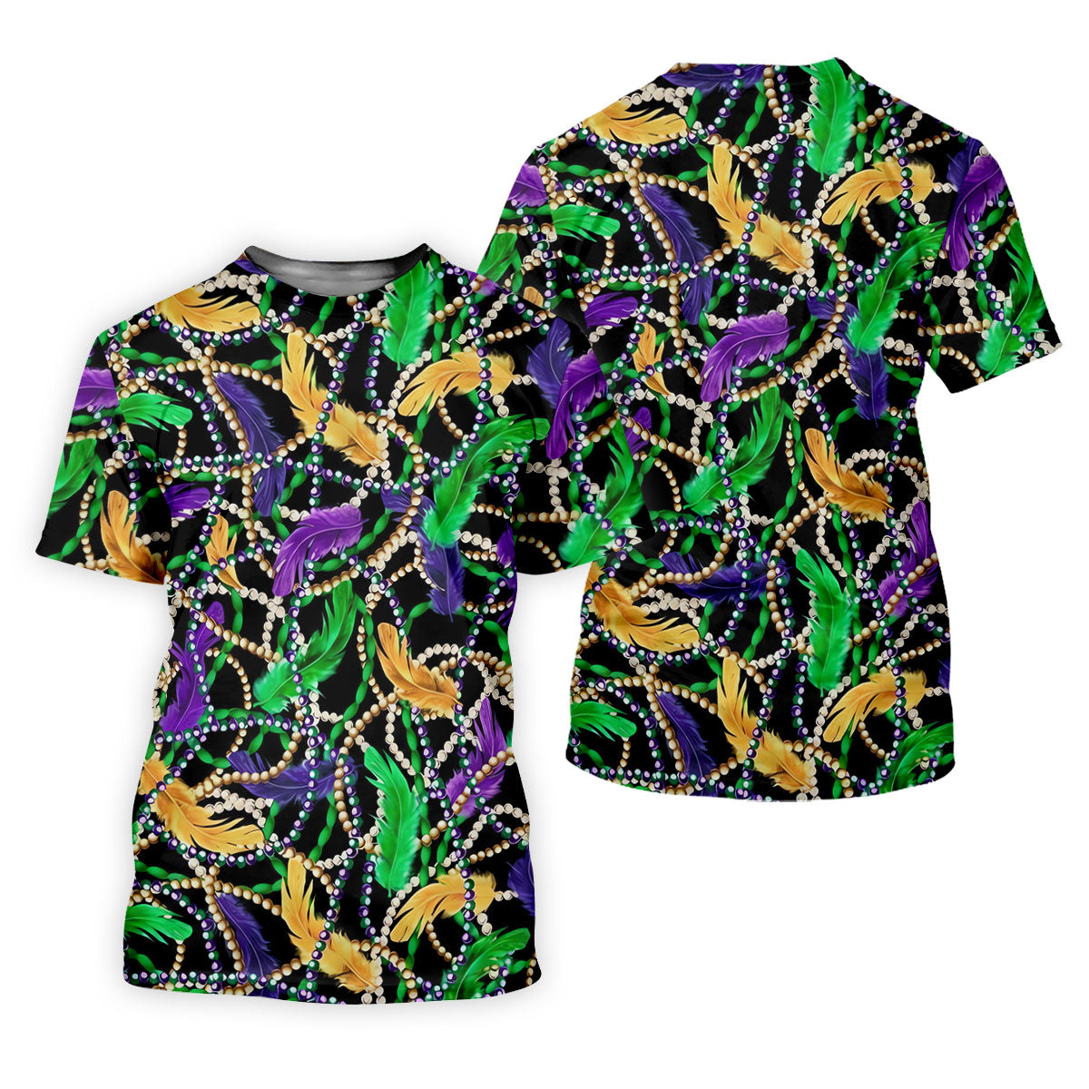 Purple Green Gold Feather Beads Mardi Gras Golf Shirt, Polo Shirts For Men, Golf Shirts For Men