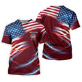 America 250 Light Effect American Flag Golf Shirt, Patriotic 4th Of July Golf Shirts For Men