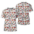 Horror Pattern White Halloween Golf Tops For Men, Fun Golf Shirts For Men, Halloween Gift Idea