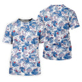 250 Years Red White Blue Tropical Floral Patriotic Golf Shirt, 4th Of July Golf Shirts For Men