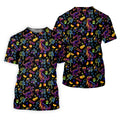 Neon Dinosaur Tropical Theme Hawaiian Golf Shirt, Polo Shirts For Men, Golfing Apparel