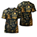 Champagne Golden Merry Christmas Men's Golf Polo Shirts, Christmas Golf Shirt, Golf Gift For Men