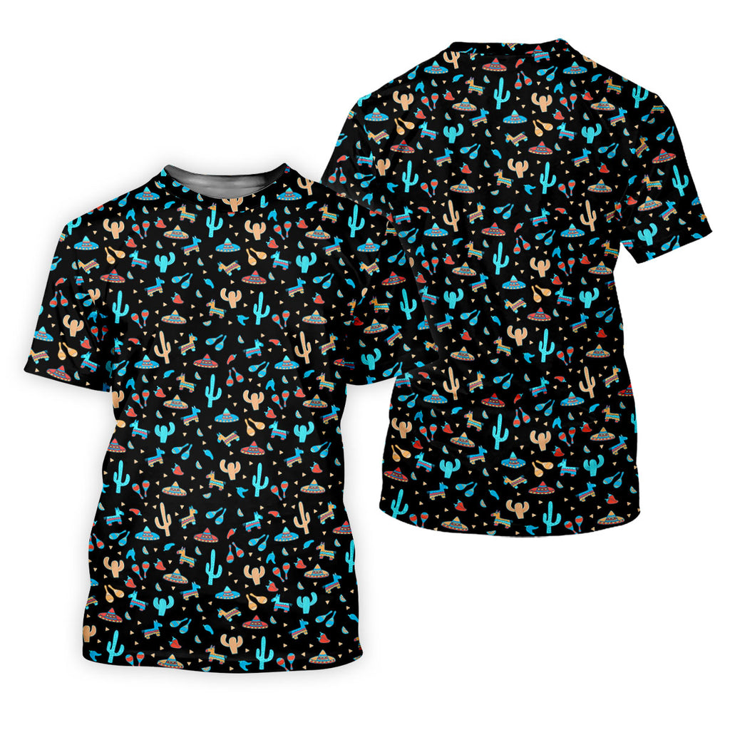 Blue And Beige Cacti Mini Pinatas Cinco De Mayo Celebration Fiesta Themed Golf Shirts For Men
