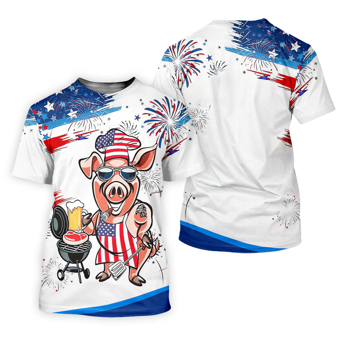 Patriotic American Flag Funny BBQ 250th Anniversary Polo Shirts For Men, Golf Shirts For Men