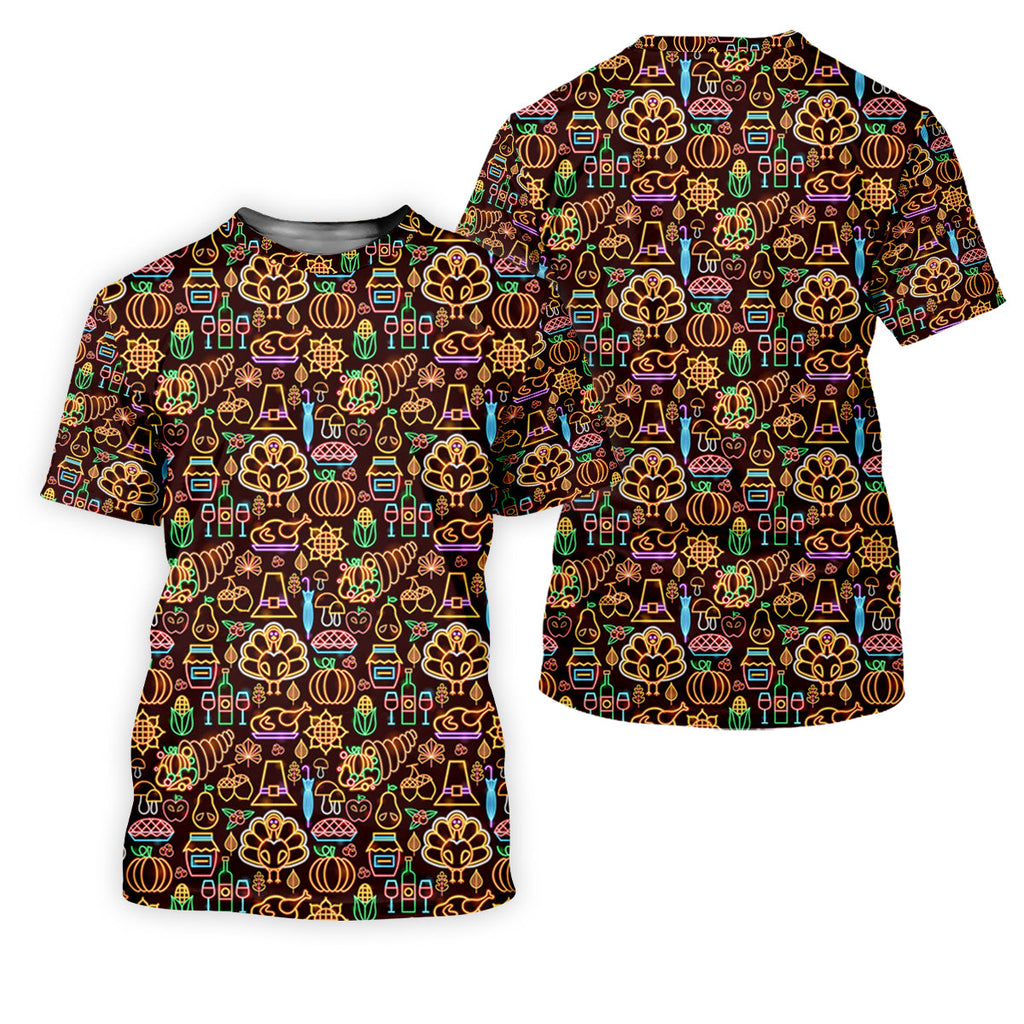 Thanksgiving Party Neon Print Golf Tops For Men, Polo Shirts For Men, Golf Gift For Men